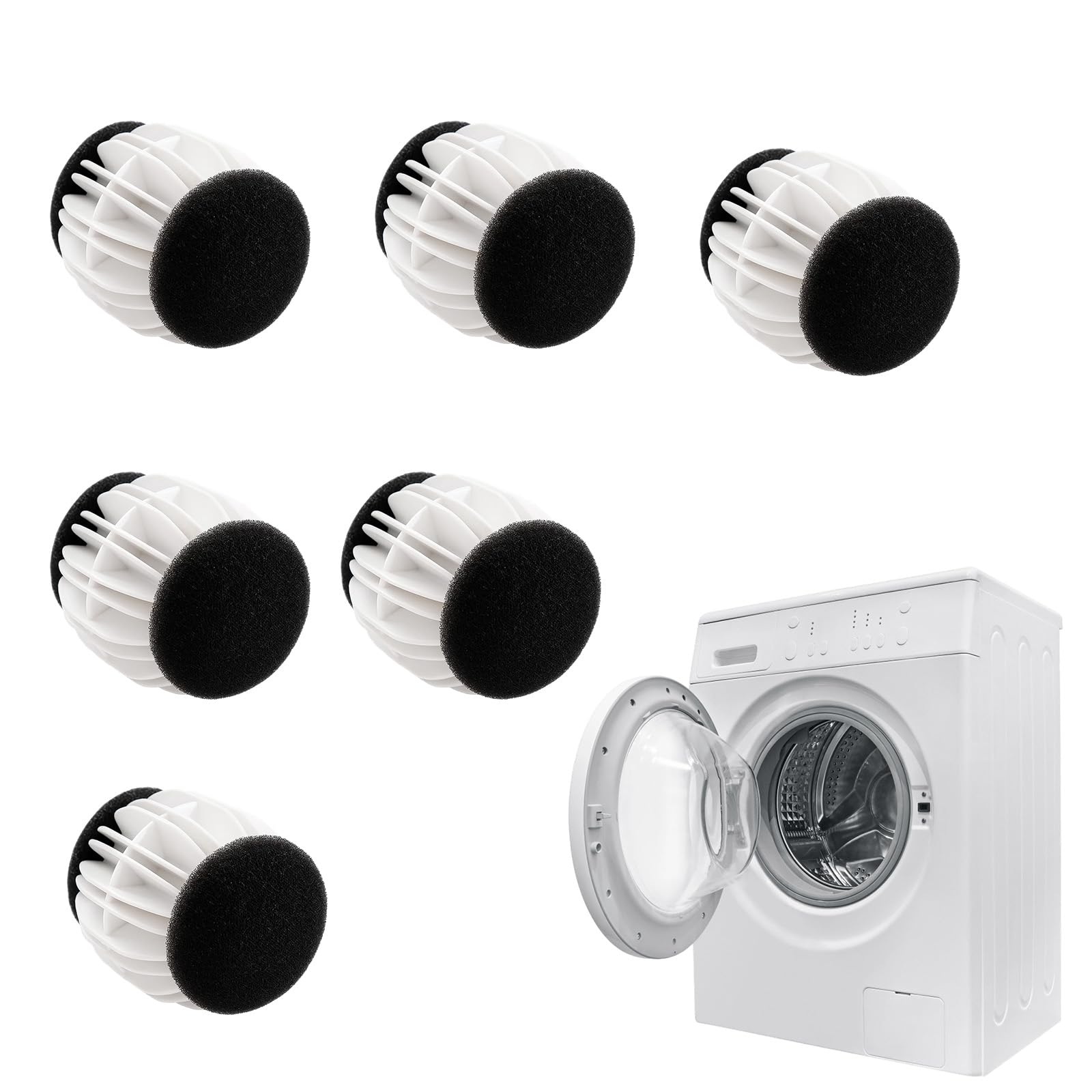 Fusselbälle Waschmaschine, 6 Stück Wäschebälle für Waschmaschine, Tierhaarentferner Waschmaschine mit Hochwertigem Material, Ideal für Haare, Staub und Schmutz Elektro-Großgeräte