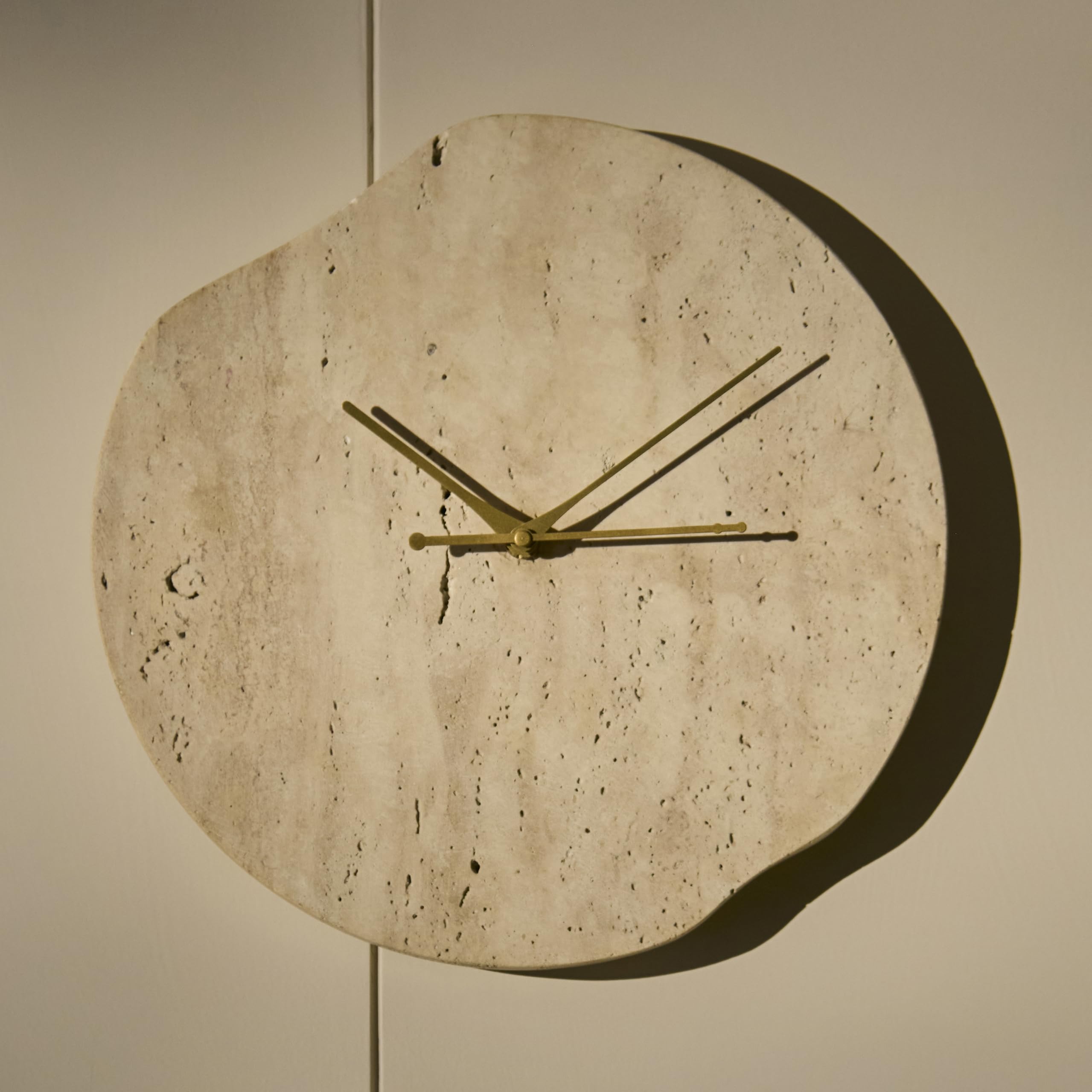 TILT - Travertine Marble Wall Clock, Modern and Minimal Design (28L x 28W x 3H) CM-image-4