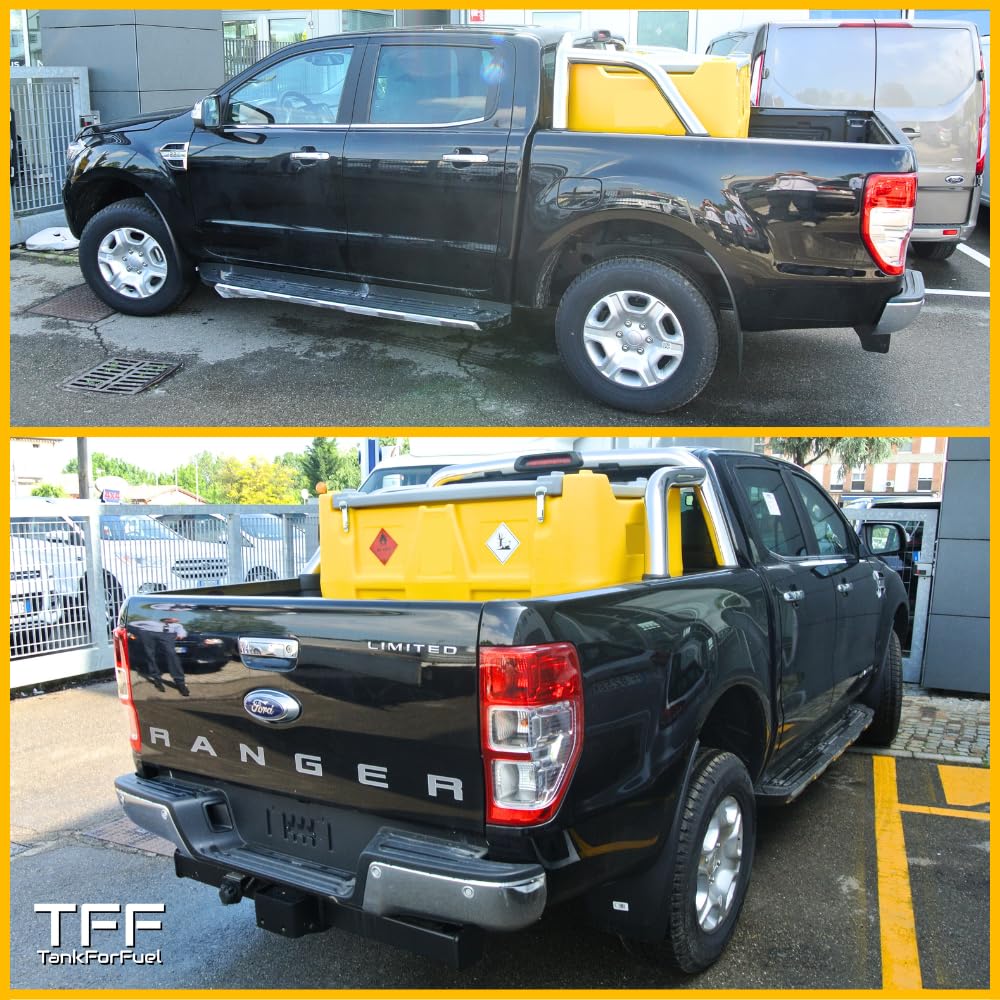 TFF Deposito Gasoil Portátil, 440 Litros con Bomba Gasoil 12V DC capacidad 40 l/min. Depósito Gasoil para PickUp con cable de alimentación, manguera flexible de 4 m y Pistola Gasoil Automatica