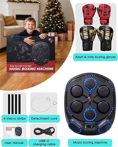Miniatura 7 de shroop Máquina de Boxeo Musical para Adultos y Niños  Entrenador de Golpes Interactivo Bluetooth Montado en Pared, Alta Sensibilidad, Adaptación al