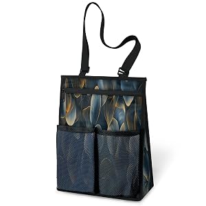 Ourtheme Art Leaf Portable Shower Bag for Travel Gym Camp Beach Tote Shower Caddy Bags Hanging Toiletry Organizer