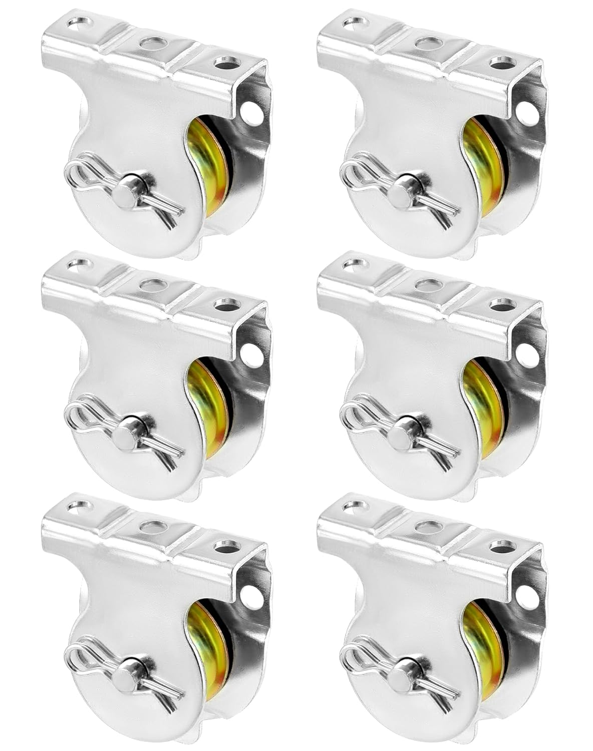 QWORK Wall Mount Pulleys, 6 Pcs 11/2" Ceiling Mount Single Pulley V