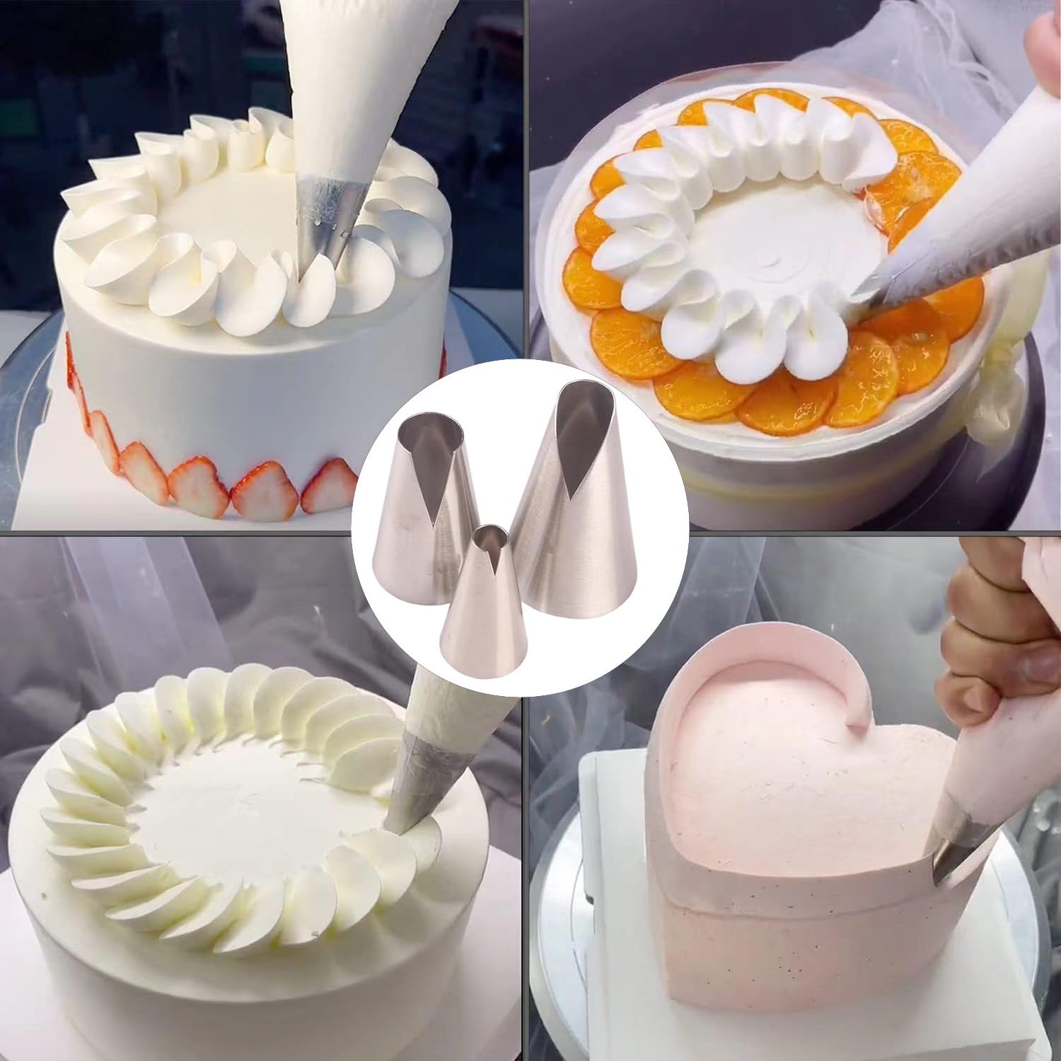 Puntas de tuberías de pasteles, Conjunto de puntas de tubería rusa, en forma de V boquillas de onda Kit de tuberías - Herramienta de boquilla de glaseado de bricolaje para cupcakes (forma de V) 6