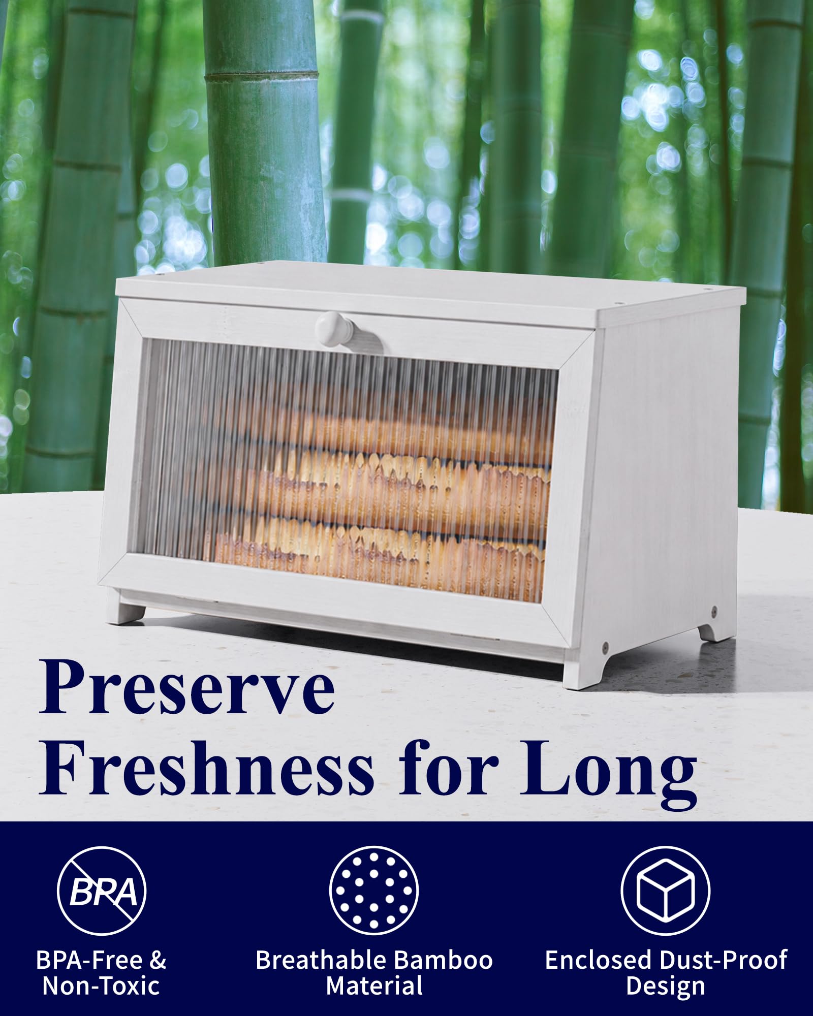 Kitsure Wooden Bread Box - Fresh Bread Storage -4 Kitsure Wooden Bread Box - Fresh Bread Storage -4