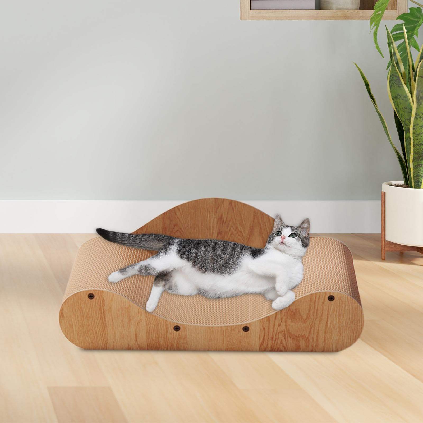 Griffoir pour Chat, Tapis en Carton, Espace de Couchage, Protection Interactive pour Canapé, Design Attrayant, Convient Aux Petits Chats, 70x29x21cm