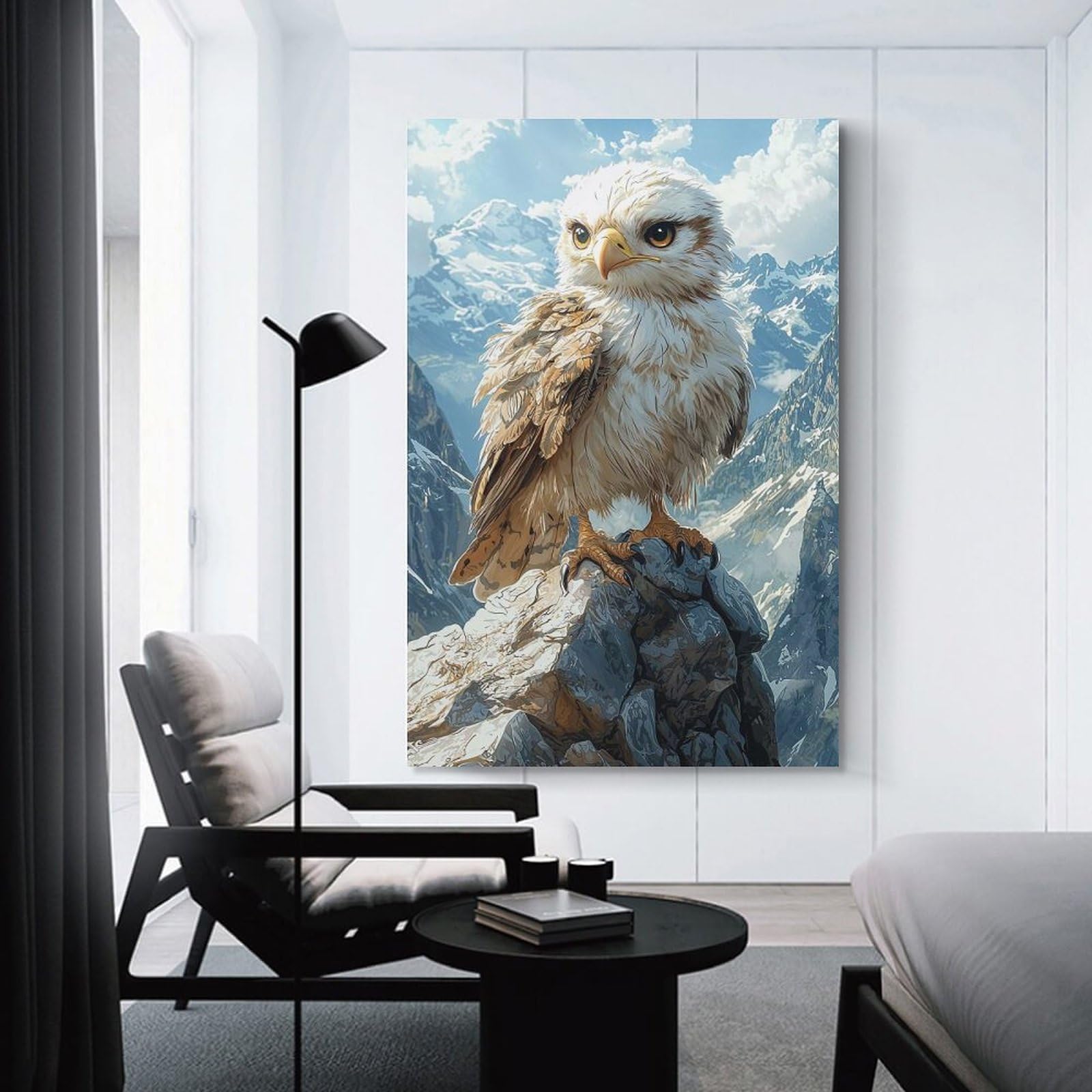 Junmoney Unframe-Style-10 Eagle On Mountain Peak Canvas Art Print 24X36inch(60X90cm), For Calm Bedrooms, Home Corners Or Flats, An Easy Wall Refresh For Bedrooms