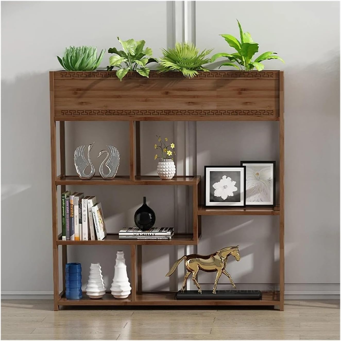 Flower pot stand Nordic Restaurant Cafe Fence Flowers Stand Ins Solid Wood Partition Plant Shelves Office Leisure Floor Decorative Guardrail Rack