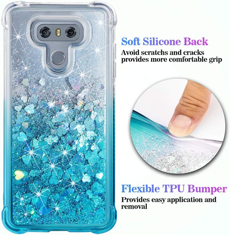 Ruky Case Compatible with LG G6, Gradient Quicksand Series Glitter Bling Sparkly Flowing Liquid Floating Soft TPU Bumper Reinforced Corners Women Girls Cute Case Compatible with LG G6, Gradient Teal