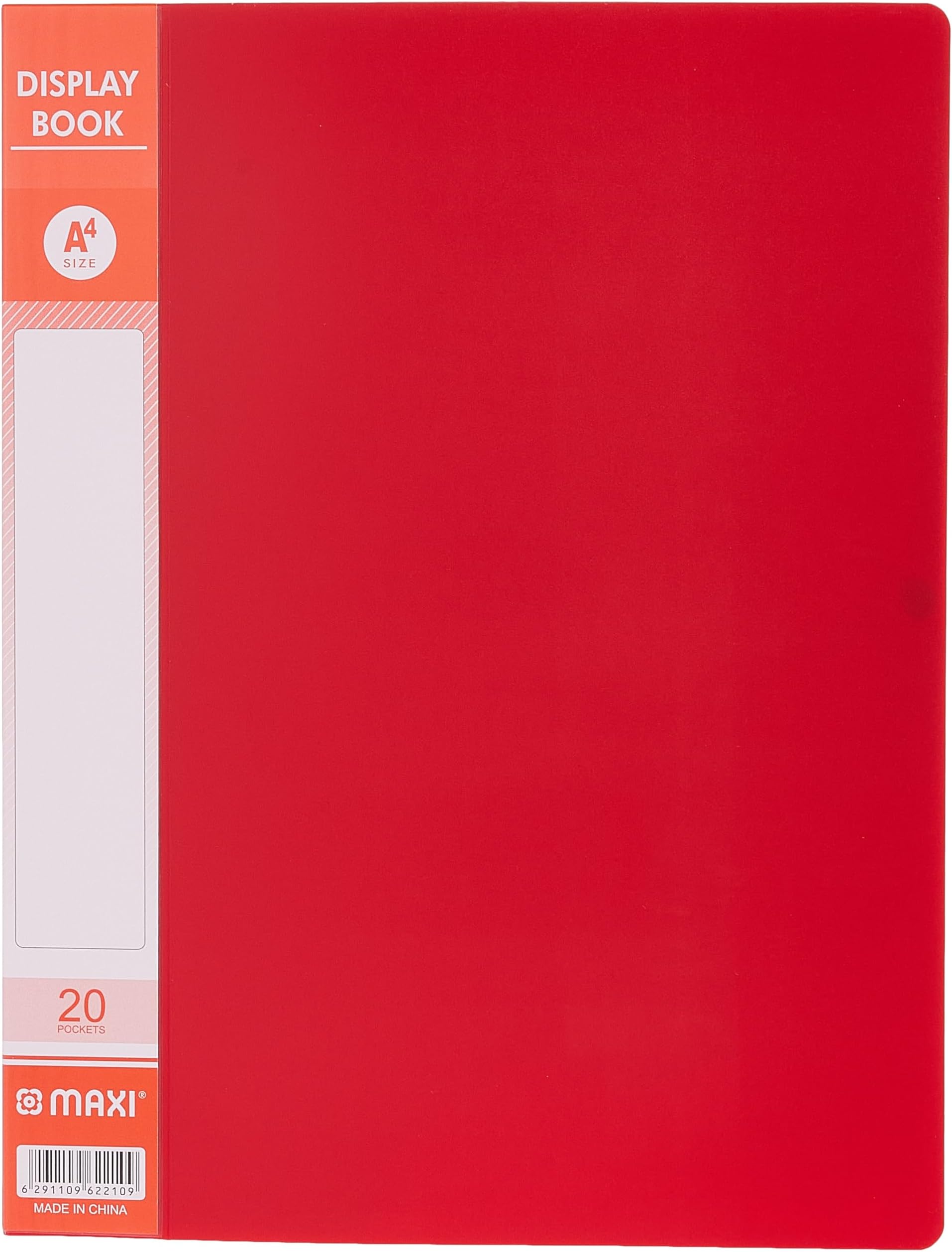 Maxi Display Book Of 20 Pockets Red,Presentation Book Clear Pockets