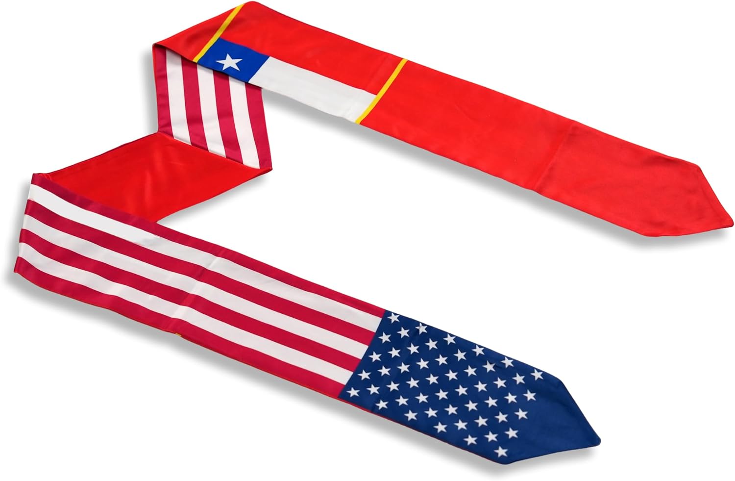 USA And Chile Flag Graduation Stole,Satin Embroidery Graduation Sash for International Students,72 Inch Length.