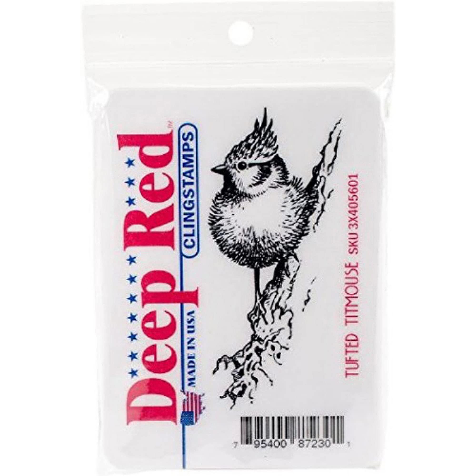 Tufted titmouse deep red cling stamp pour embellir vos albums de scrapbooking