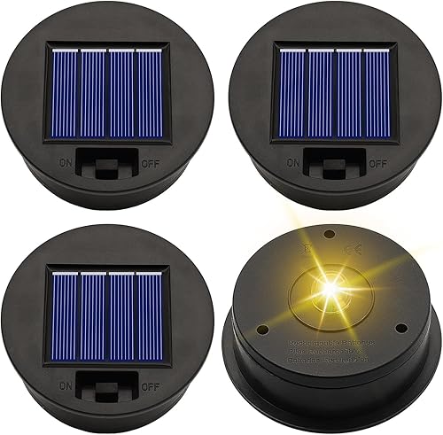 Paquete de 4 piezas superiores de repuesto de luz solar (tamaño superior 3.31 pulgadas, tamaño inferior 2.83 pulgadas) 7 lúmenes, tapas de linterna