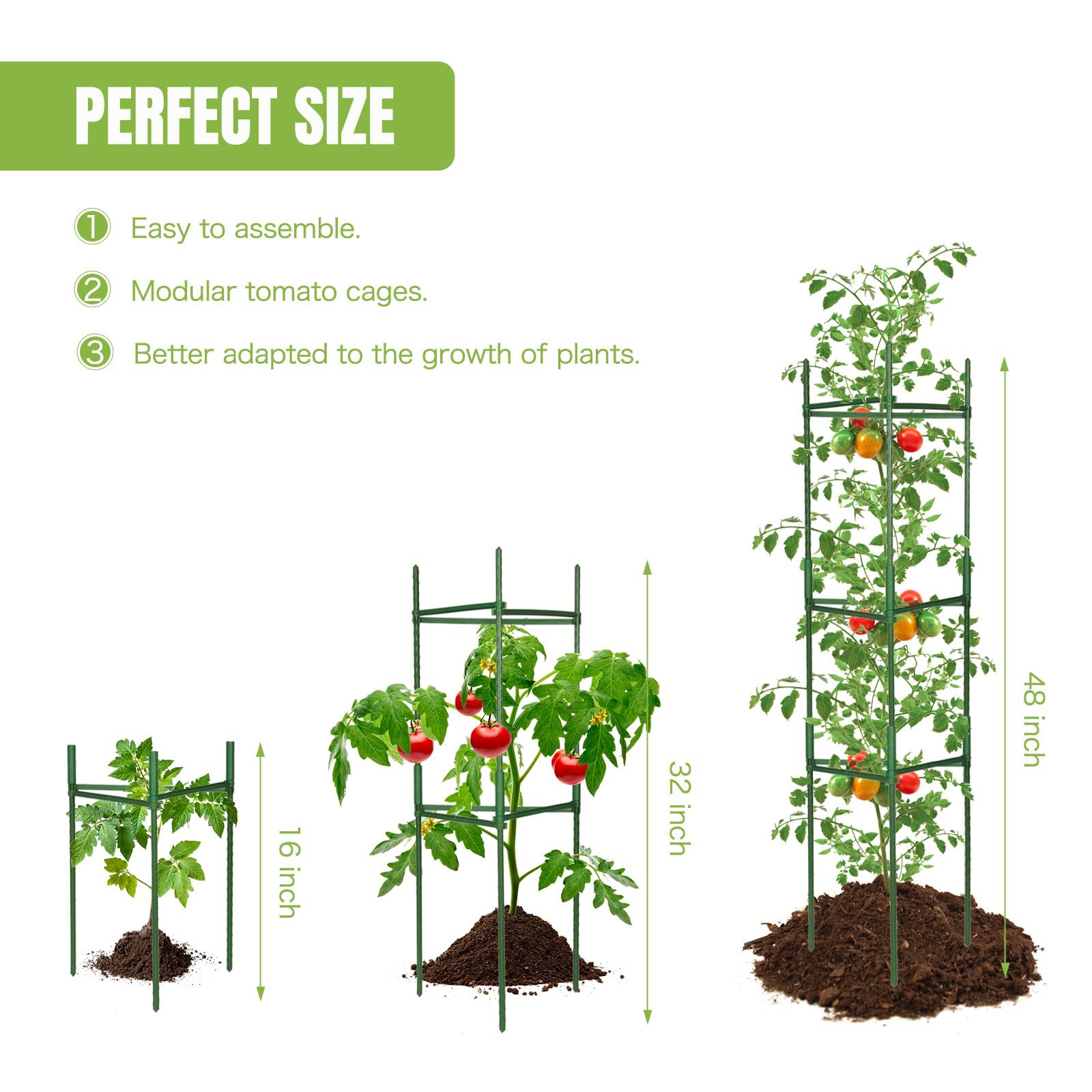 2 Pack Heavy Duty Tomato Cages - 59 Inch Adjustable Garden Trellis For Climbing Plants