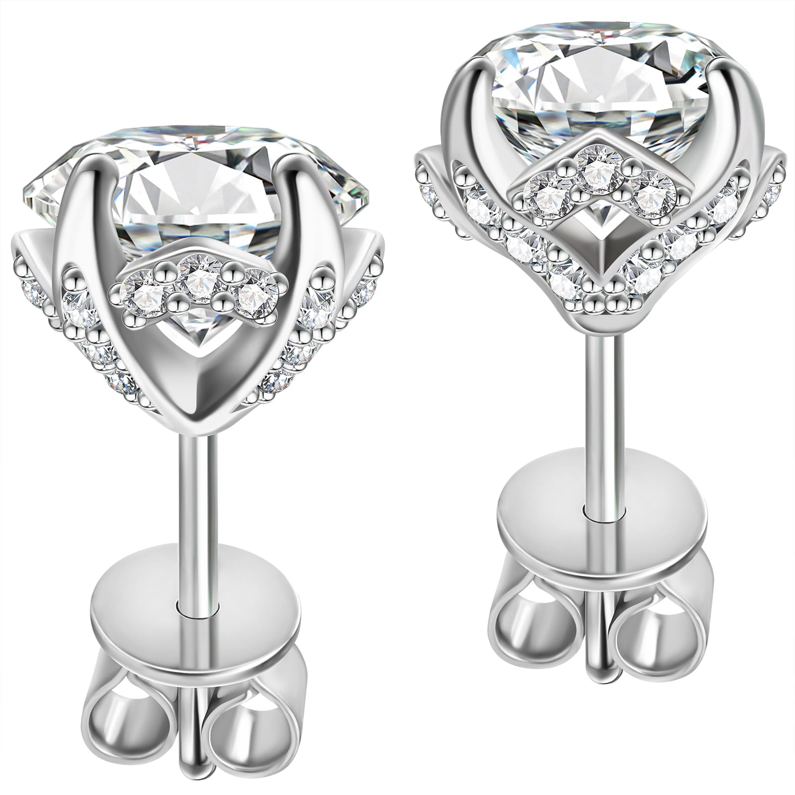 2 Carat Moissanite Stud Earrings for Women 2Ct with Certificate S925 Sterling Silver Earring Mother's Day Gift for Mom Mother Daughter