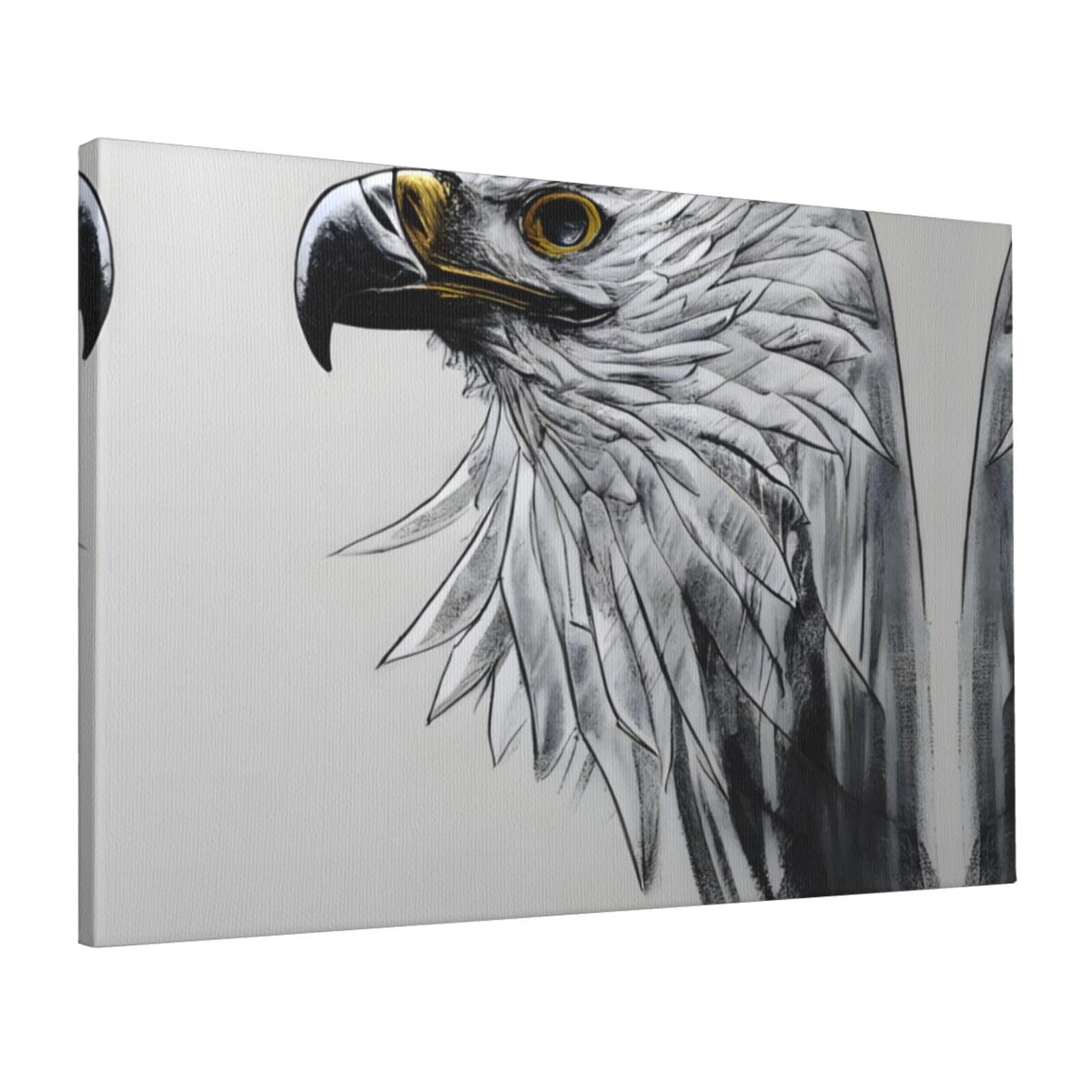 CNTDBU Sketching an eagle Canvas Wall Art 16x24 Inch-Large Modern Painting Print for Living Room, Framed Ready to Hang Artwork for Bedroom