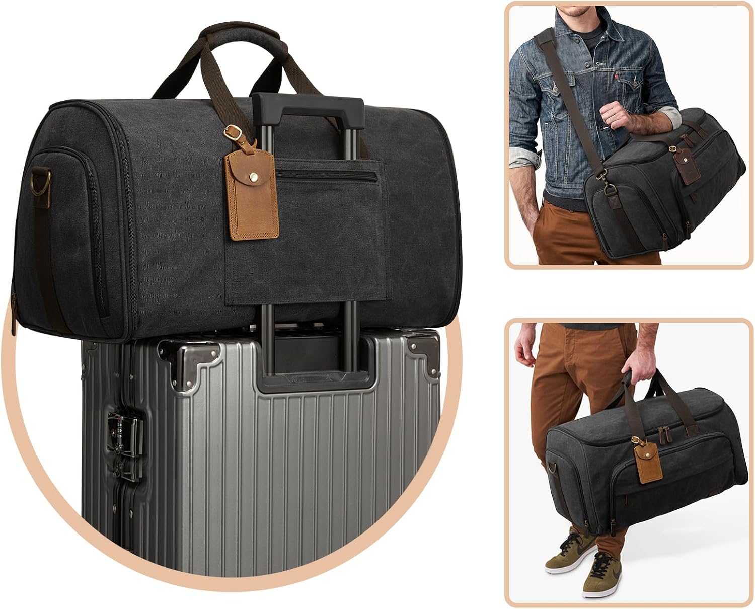 S-ZONE Leather Luggage Tag for Suitcases TSA Approved Adjustable Personalized Travel Tags - Image 6