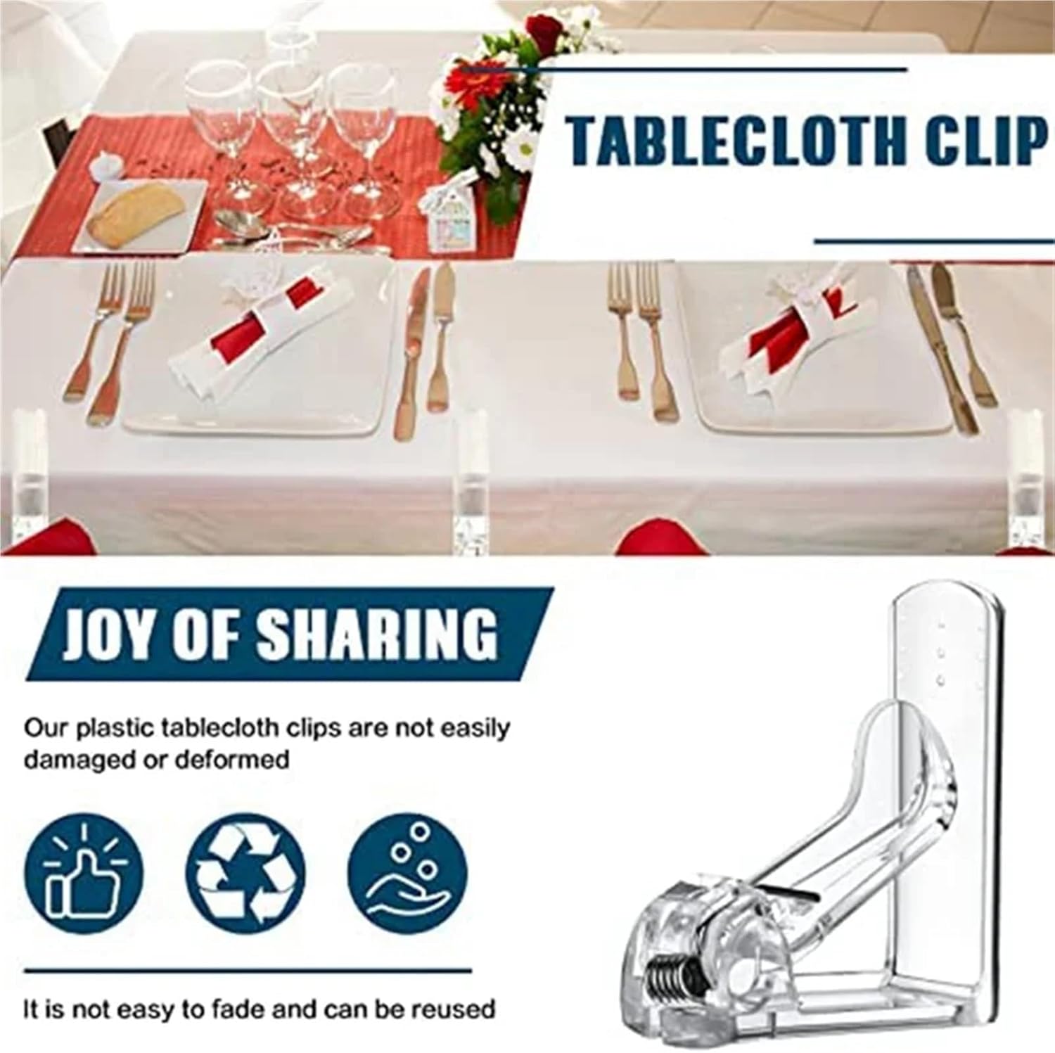 Tablecloth Clips 100 PCS Tablecloth Clips Plastic Table Cloth For Hom Picnic Dinging Room Indoor
