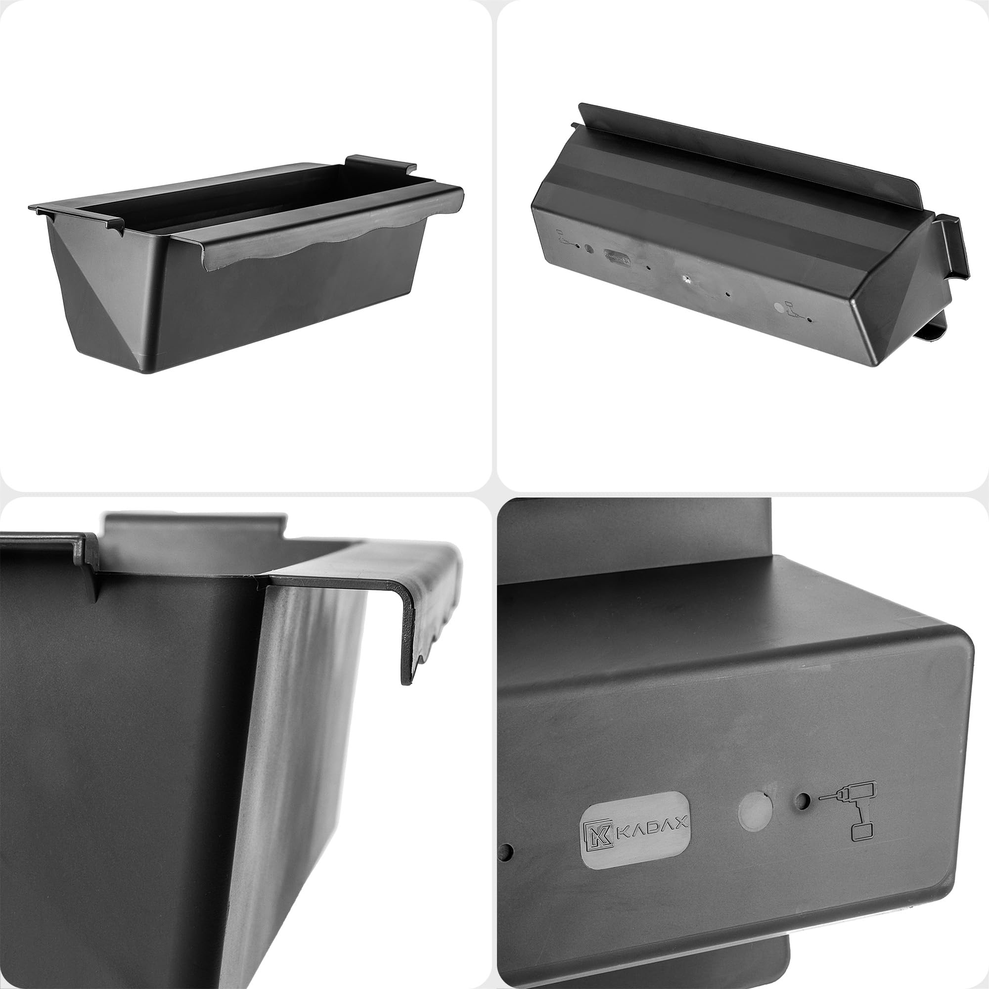 KADAX Set de 12 jardineras para paletas con sistema de suspensión, 37x9 cm Negro, para plantar y decorar como macetero de balcón, maceta para paleta europea, inserto de maceta y maceta decorativa en