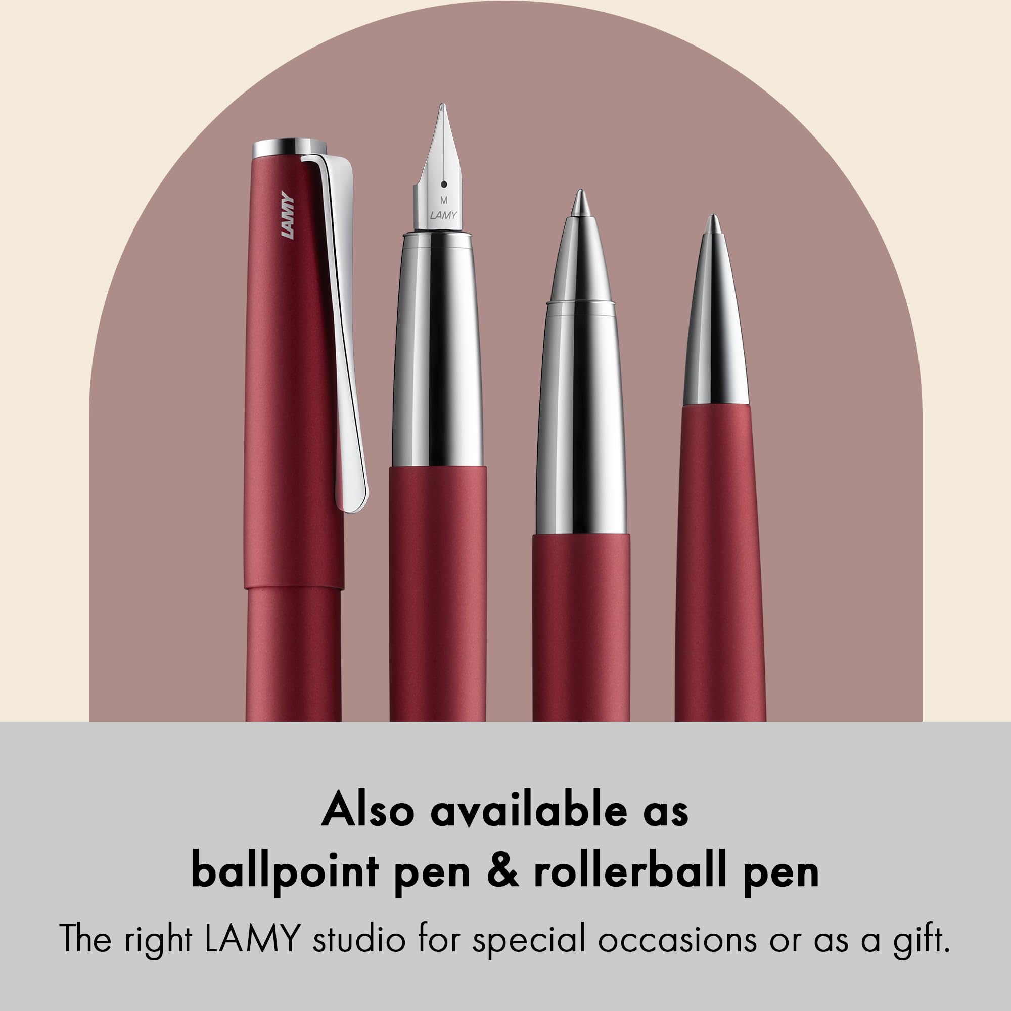 Lamy Studio Royalred - Pióro wieczne w eleganckim metalowym korpusie - stalówka stalowa, częściowo platerowana platyną i w rozmiarze stalówki F - w tym niebieski wkład atramentowy T 10