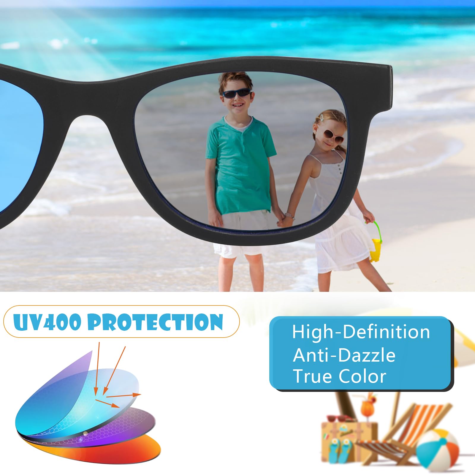 Hifot Gafas de sol para bebés Niño Niña, polarizadas UV400 100% protección Rayos Gafas de sol templos Gafas de Sol Infantiles - De 2años a 7años