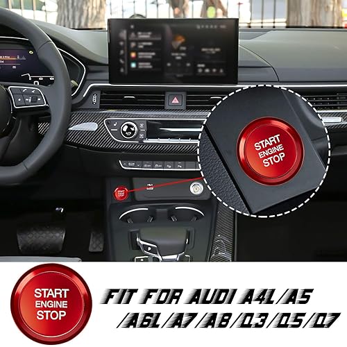 Miniatura 2 de Cubierta decorativa para botón de arranque del motor de automóvil, anillo y moldura para Audi A4LA5A6LA7A8Q3Q5Q7, aleación de aluminio, accesorios