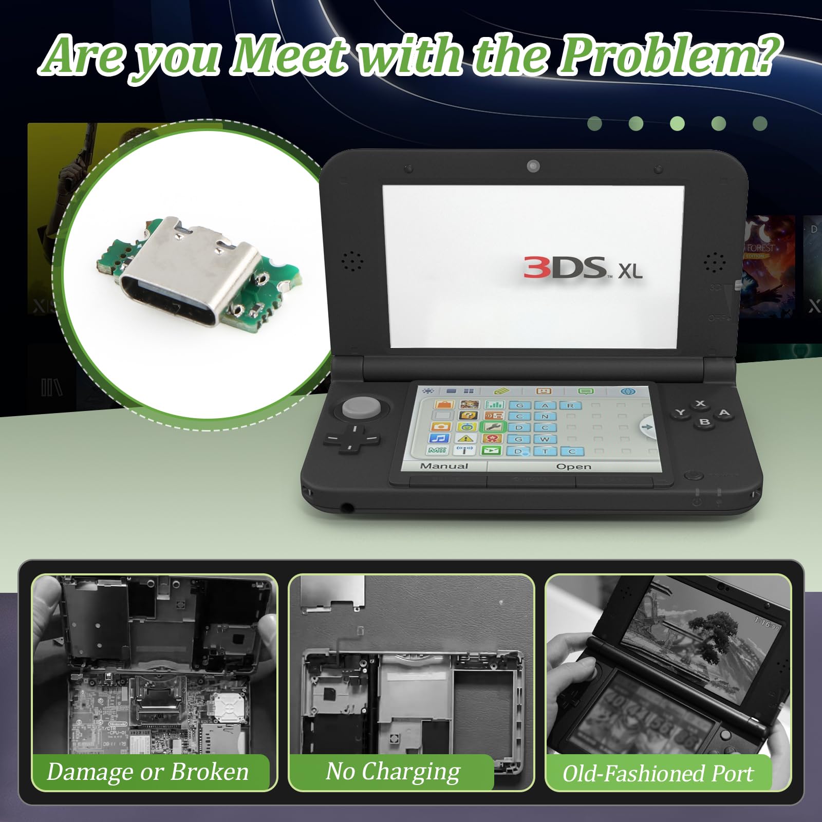 Amazon | Nintendo 3DS XL 充電ポート交換用 ニンテンドー 3DS LL