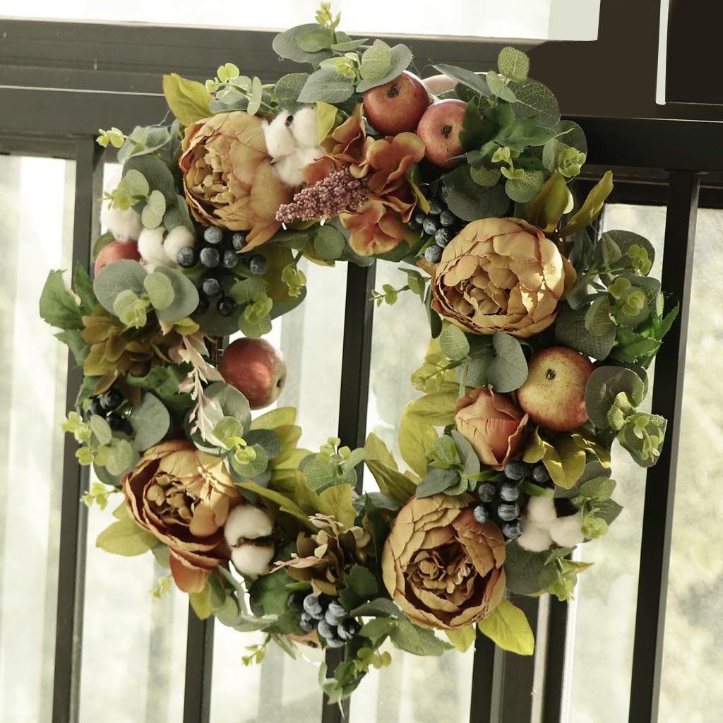 perfeclan Handgemachte Türkranz Wandkranz Blumenkranz Rattankranz Dekokranz für Landhaus und Landhochzeit