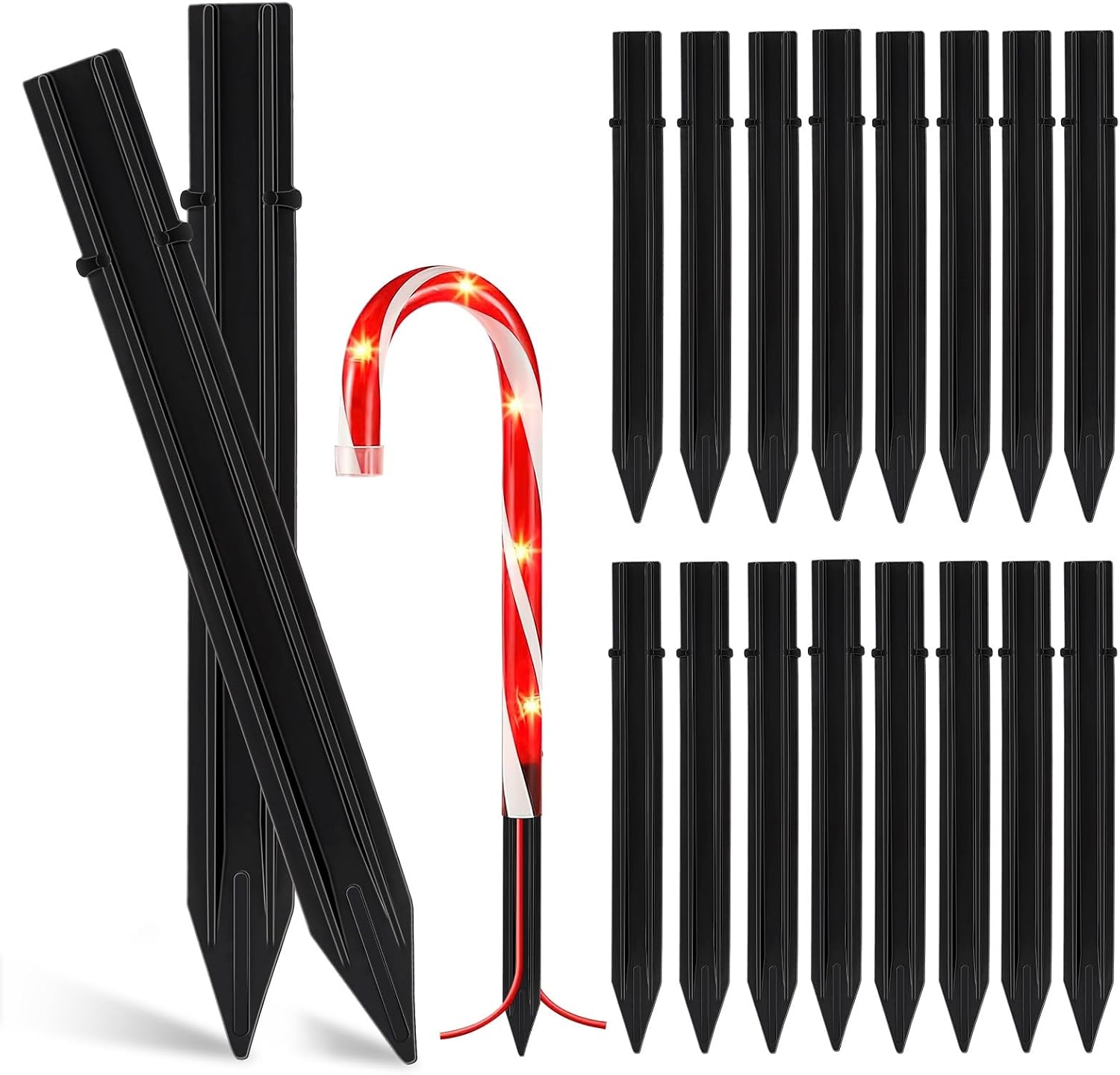 AUGSUN 45 Pack Christmas Candy Cane Light Replacement Stakes 0.6in Poles