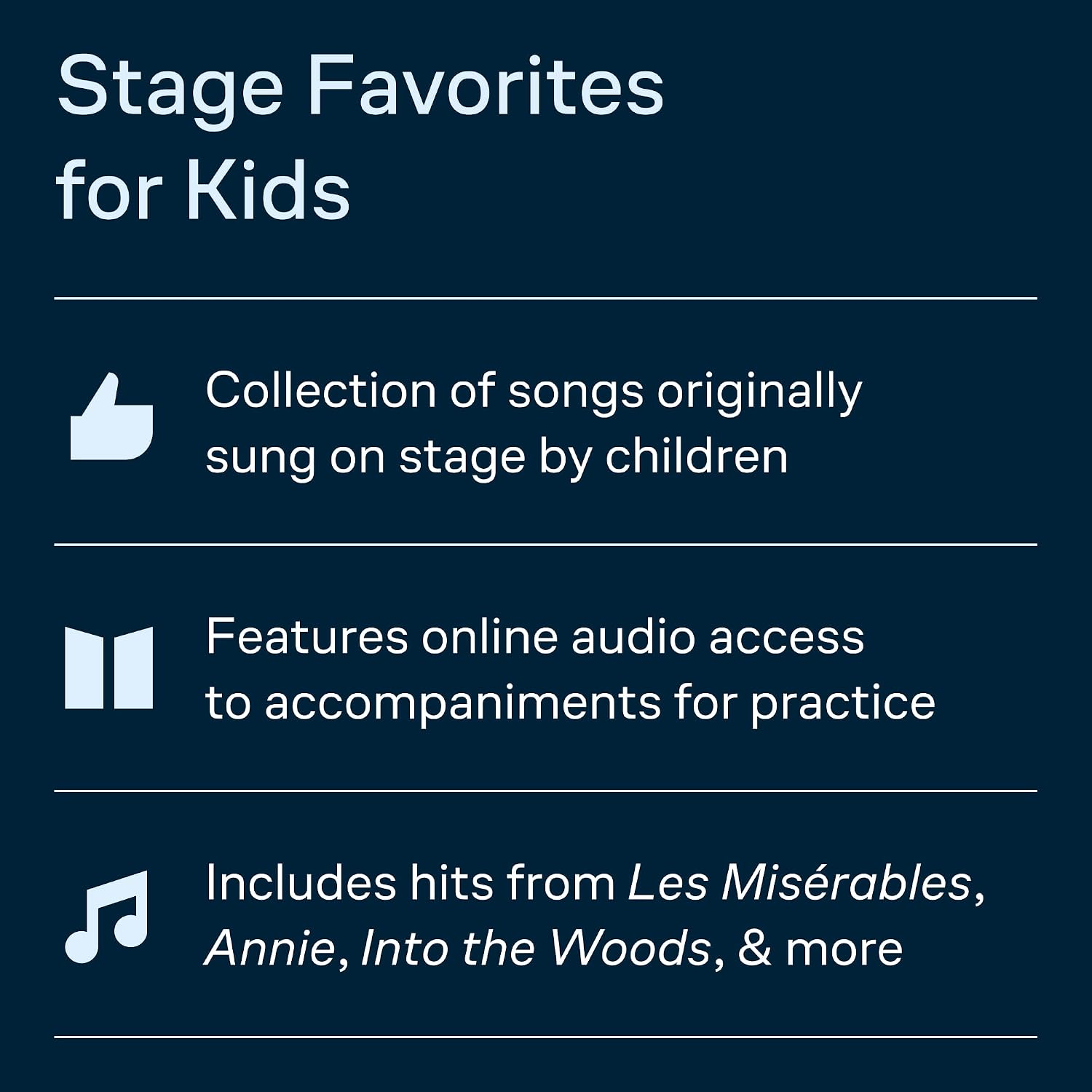 Kids Broadway Songbook | Vocal Collection with Piano Accompaniment and Online Audio | Musical Theatre Songs for Children and Students | Sheet Music Book for Voice Lessons, Auditions and Practice