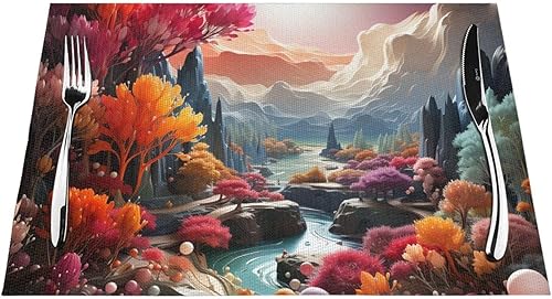 Miniatura 7 de 6 PCS PVC Placemats Set Place Mats A Garden Full of Fun Non-Slip Weave Place Mats 12" x 18" Farmhouse Table Mat Set for Family Dinners Wedding