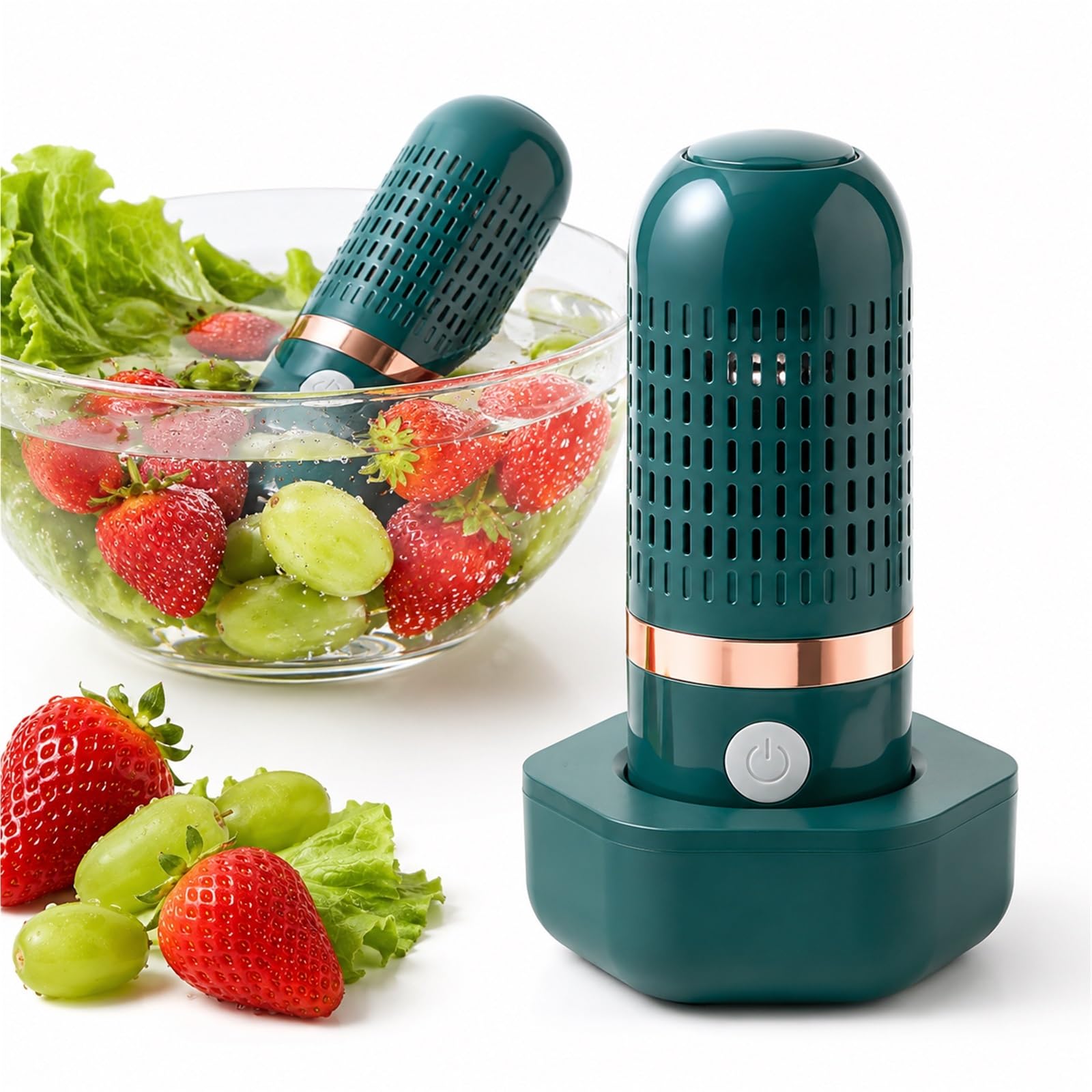 PurePod Fruit and Vegetable Cleaner Machine, Portable Food Purifier for Produce Seafood and Meat, Cordless Rechargeable Kitchen Gadget for Home Travel Camping(Green)