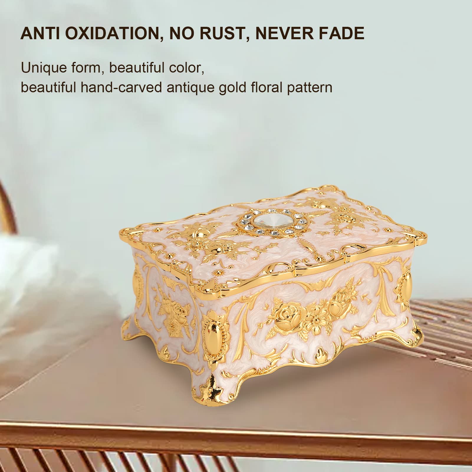 【アンティーク】 Mini Jewery Box HOHXFYP Vintage Jewelry Box, Mini European Style Metal Enamel