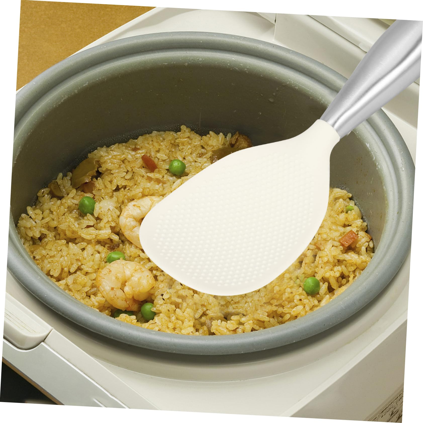 BRIGHTFUFU Rice Spoon Scoop for Rice Scoop for Kitchen Standing Rice Scoop Practical Spatula Rice Paddle Household Scoop Large Spoon Multipurpose Scoop Silicone Spoon White