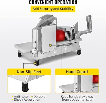 VEVOR Commercial Tomato Slicer 1/4 Heavy Duty Cutter with Built-in Cutting Board for Restaurant or Home Use