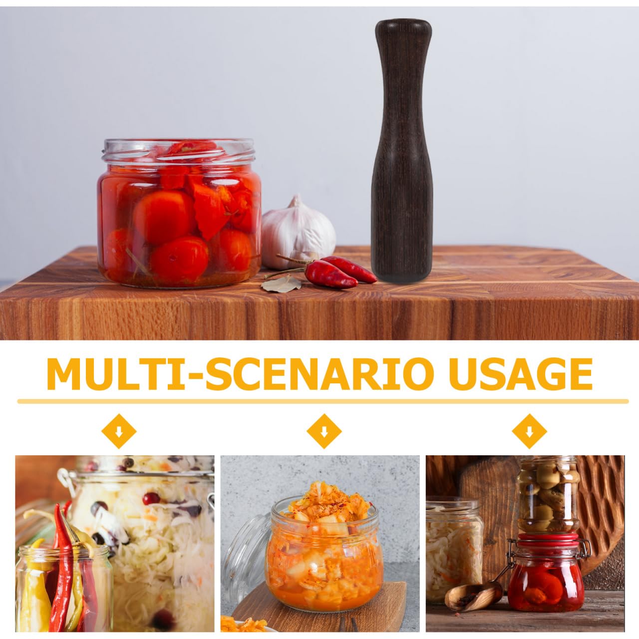 TOPBATHY Holzstößel 6.7 Zoll Zum Fermentieren Und Verdichten Von Sauerkraut Und Eingelegtem Gemüse Vielseitiger Fermentieren Stampfer Aus Holz Für Küchenhelfer Und Hausgemachte Fermentation