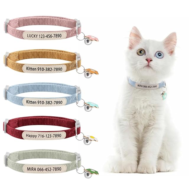 Foto 7 de 7 de Collar personalizado para gato con nombre y número de teléfono impresos en UV