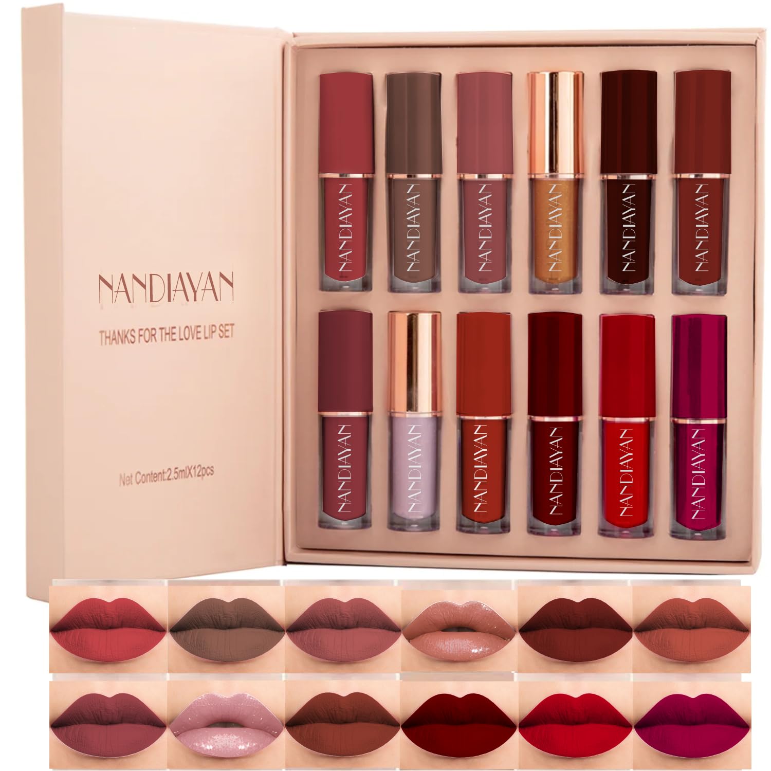 Nandiayan Matte Liquid Lipsticks Set of 12(1.5ml Each) – Waterproof, Long Lasting, Matte, Smudge-Proof, Transfer-Proof Lipstick for Women | Bold & Dark Shades for All Skin Types-picture-27