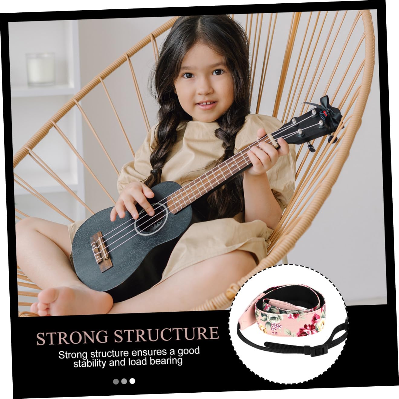 Vaguelly Verstellbarer Schutz Verstellbare Nylon mit Ukulelengurt Ukulele im Stil Hawaii Zufälliger Haken Länge Mehrlagigem und Geeignet für Auftritte bei Jedem