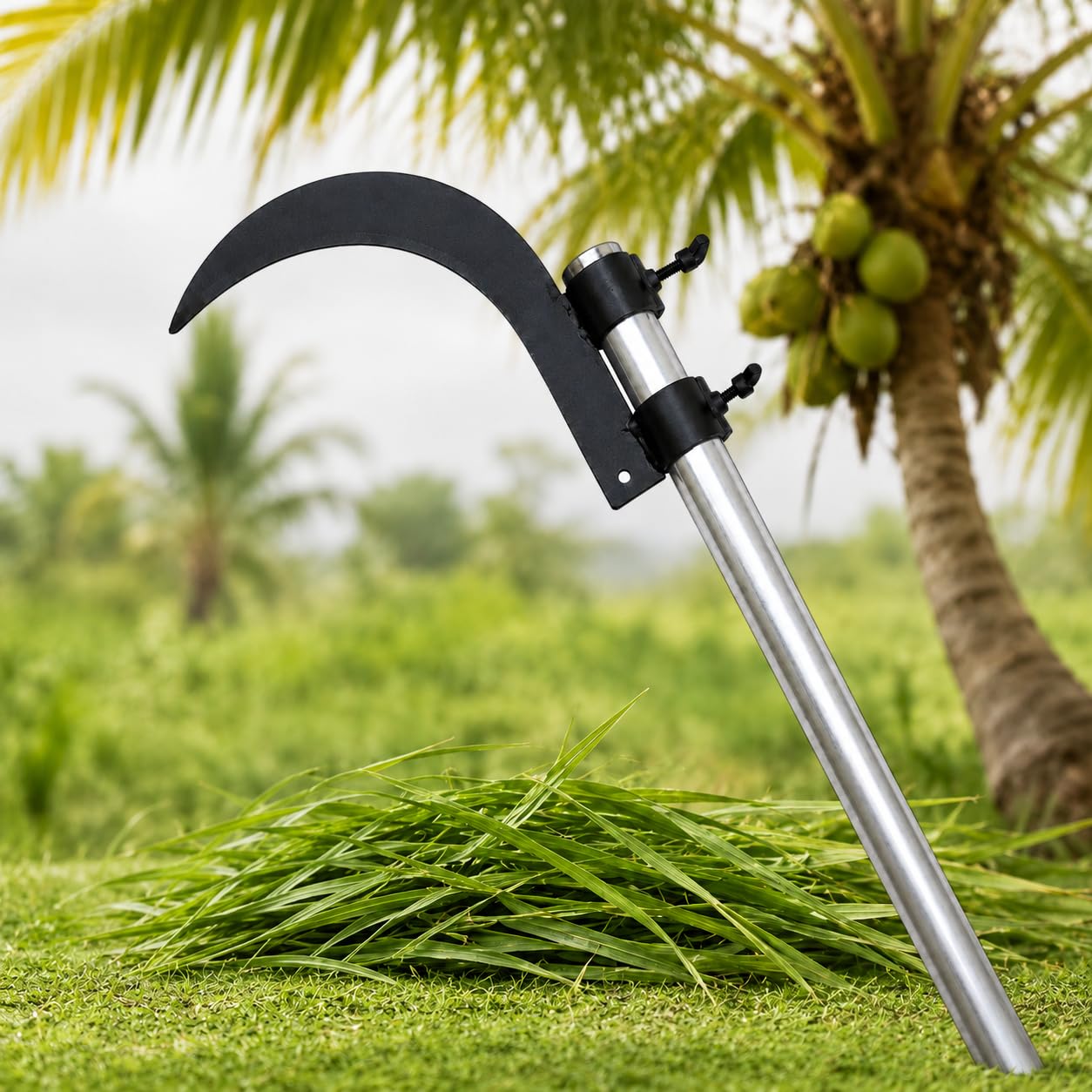 Heavy Duty Agricultural Hand Tool for Harvesting, Farming & Gardening | Tempered Steel Coconut Plucker & Grass Sickle Cutter Head | Tree Branch Cutting, Crop Harvesting & Garden Maintenance-picture-49
