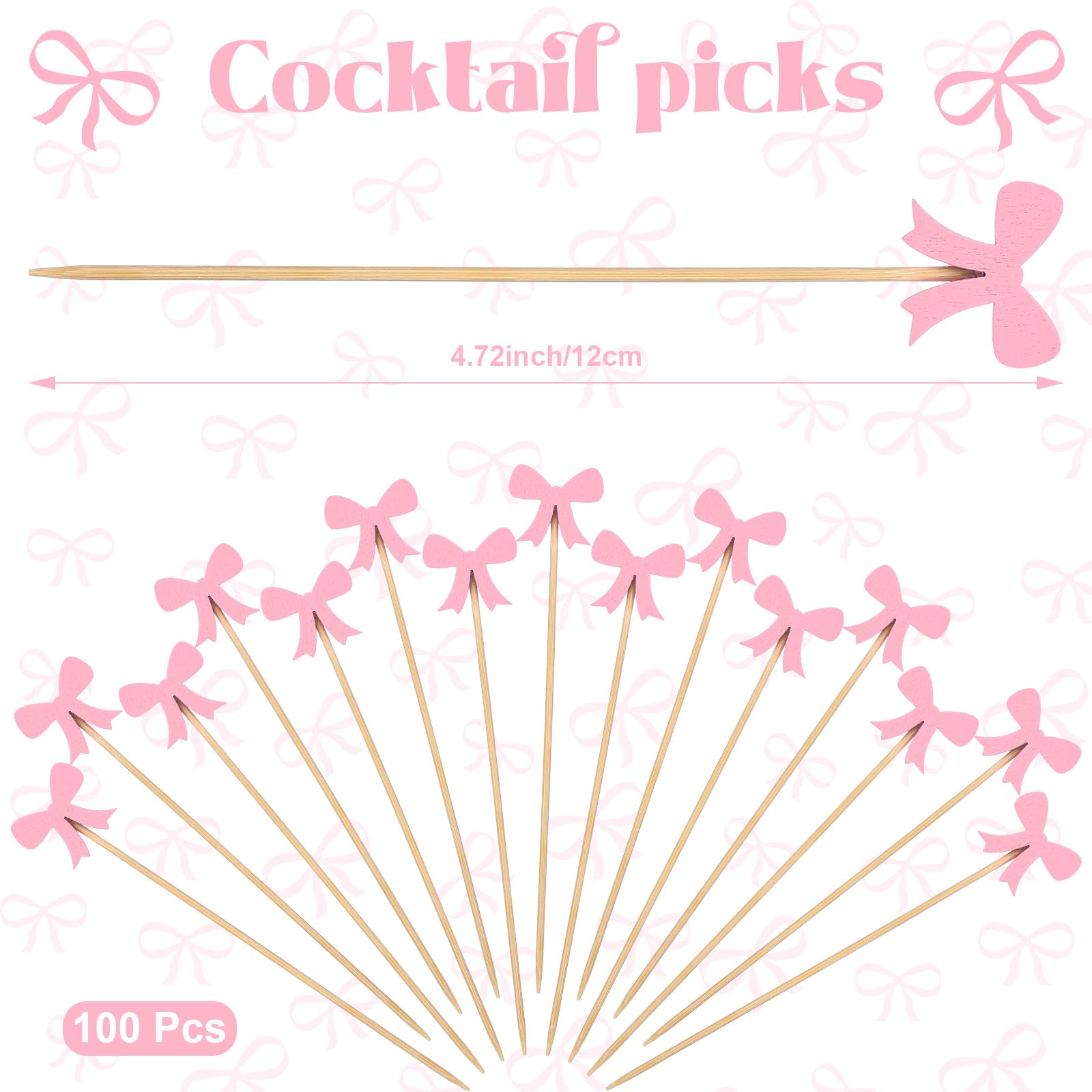 Party Toothpicks Bamboo Cocktail Picks 100 Pcs 4.7 Inch - Purple Heart Food Skewers & Fancy Toothpicks For Parties Wedding Charcuterie Picks - View #10