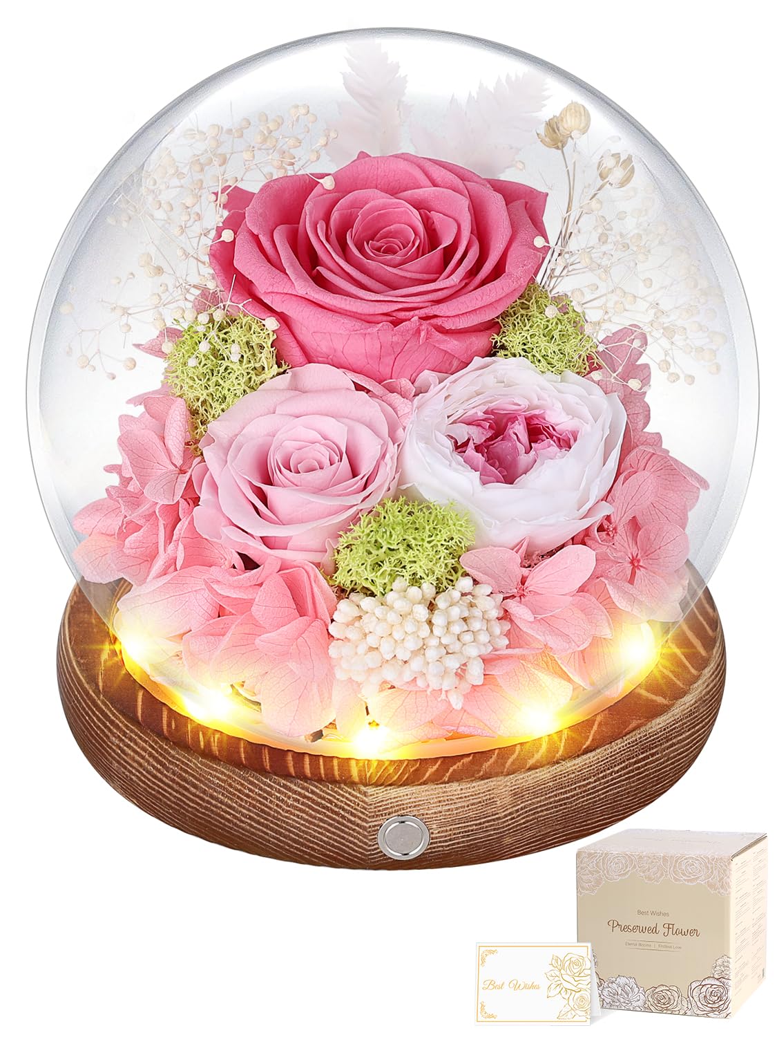 Amazon｜プリザーブドフラワー ガラスドーム 母の日 ピンク 枯れない花