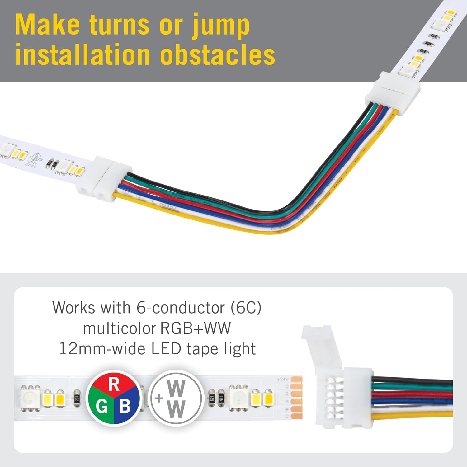 Armacost Lighting 6 Pin RGB+WW LED Strip Light 6 in Tape to Tape Connector (5-Pack) 760960