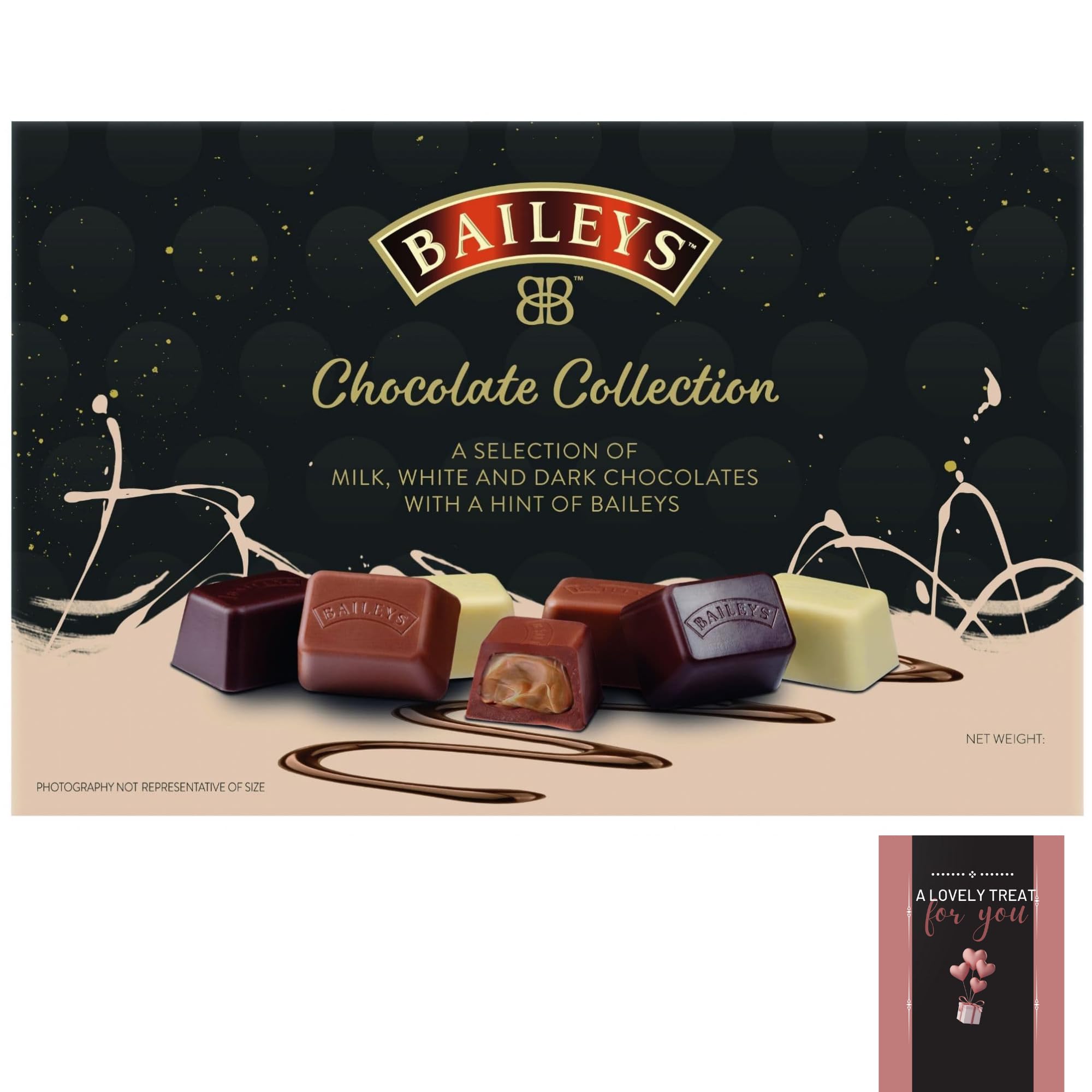 Baileys truffles Irish Cream Chocolates Gift Box Collection 190g With Milk, White And Dark Chocolate & Card -Perfect for Valentine, Birthday, Christmas, Mothers Day, Fathers Day & More