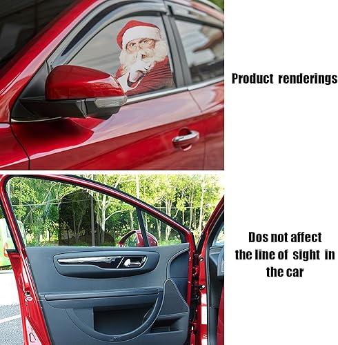 Miniatura 3 de LOMIMOS 2 calcomanías de Navidad para ventana trasera de automóvil, de PVC, autoadhesivas, gesto, Papá Noel, divertido vehículo (12 x 12 pulgadas)