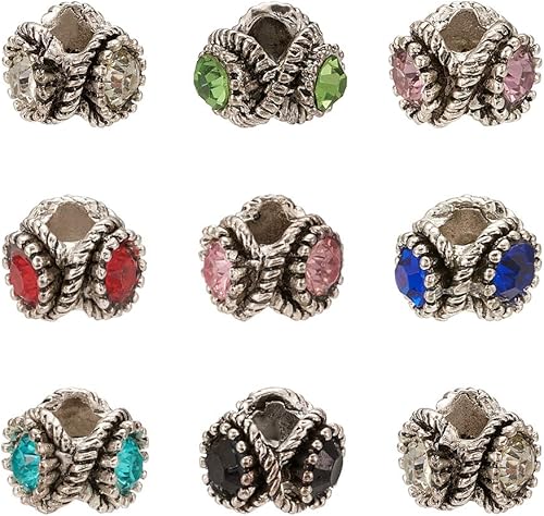 Vista 20 de Beathoven Cuentas europeas de diamantes de imitación tibetanos aptos para hacer pulseras de joyería europea, dijes, collares, dijes de colores Barrel