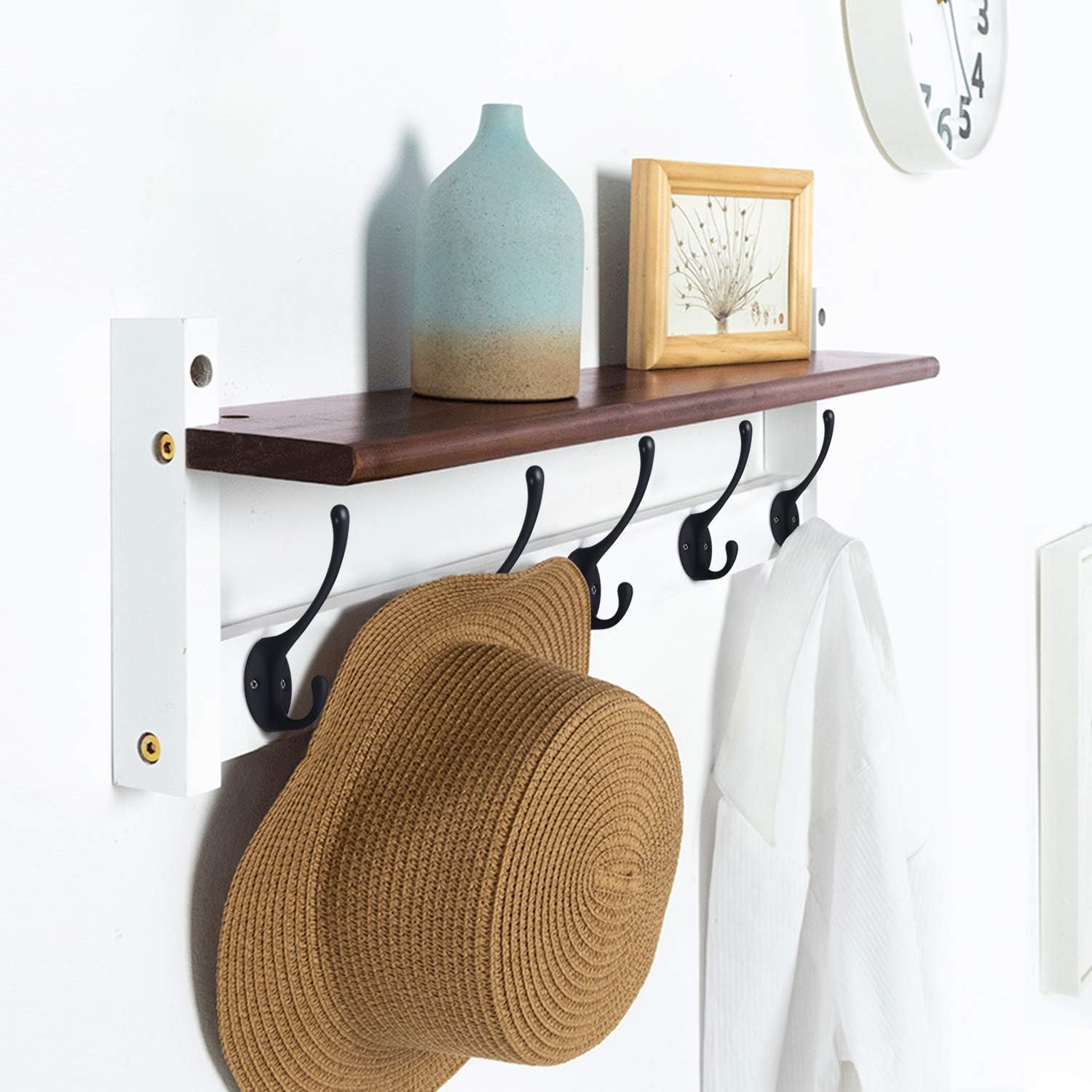 KIKTANK 10pcs Black Coat Hooks for Hanging Wall Mounted Coats, Mudroom, Bag, Backpack, Robe, Towel, Key, Hat, Jacket