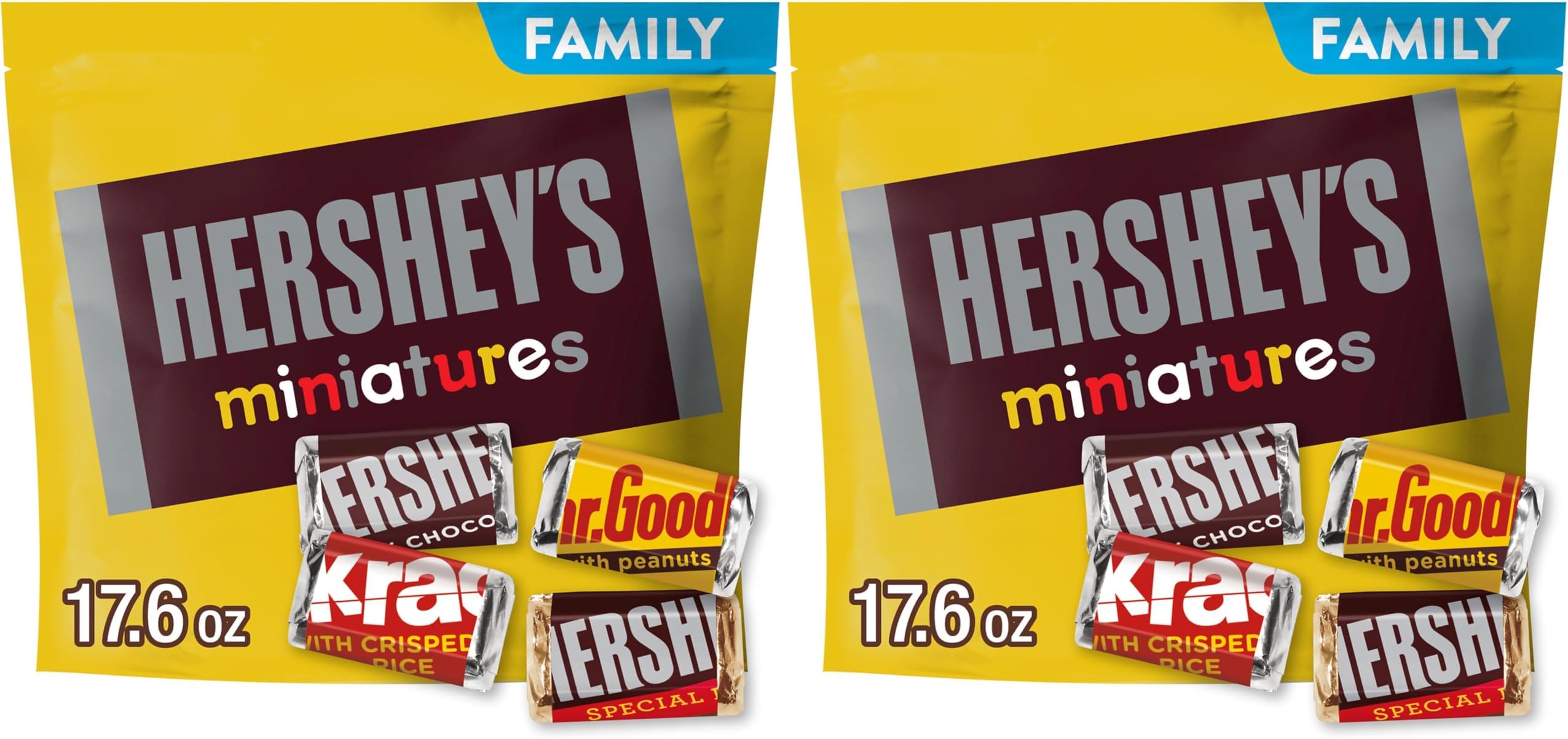 HERSHEY'S Miniatures Assorted Chocolate, Easter Candy Family Pack, 17.6 oz (Pack of 2)