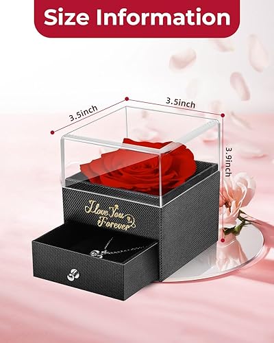 Miniatura 5 de Rosa preservada con collar, caja de flores eternas para siempre, regalos de rosas reales infinitas para mujeres mamá, madre, esposa, novia, ella, 1