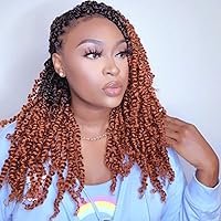 Vista 39 de TOYOTRESS Tiana Passion Twist Hair - Cabello Passion Twist de 16 pulgadas, trenzas pretrenzadas de ganchillo negro natural, extensiones de cabello 1b