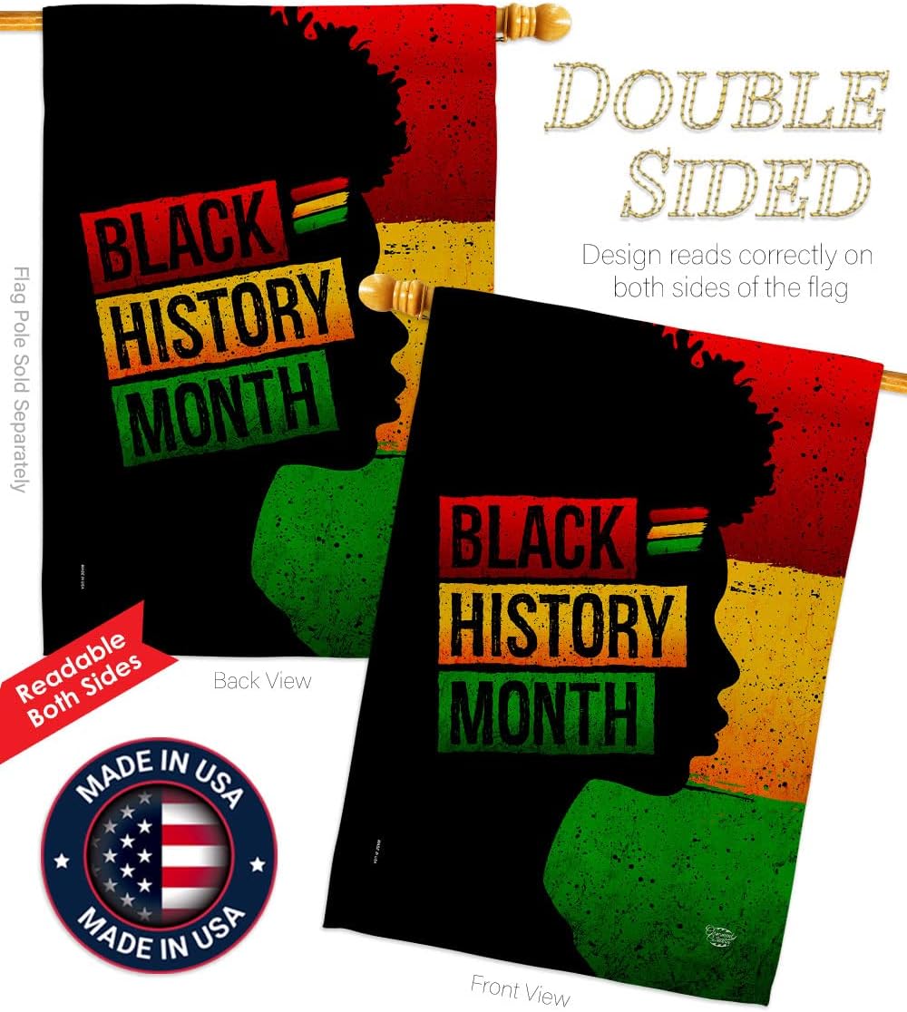 African History Month House Flag - Support Cause BLM Anti Racism Justice Revolution Movement Equality Social - Decoration Banner Small Garden Yard Gift Double-Sided Made In USA 28 X 40